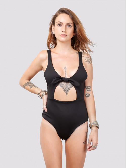 Shop Silky Sling Front Hole Lace Details Swimsuit at Metaphor